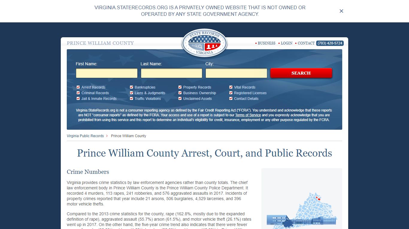 Prince William County Arrest, Court, and Public Records